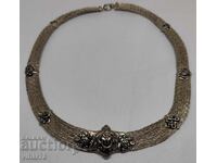 Unique white metal choker necklace - handmade