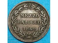 Vatican mezzo baiocco 1842 Benedict XIV (1840-1858) Rome