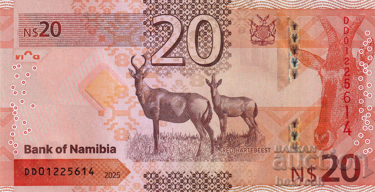Аукцион ❤️ ⭐ Намибия 2025 20 долара UNC нова ⭐ ❤️