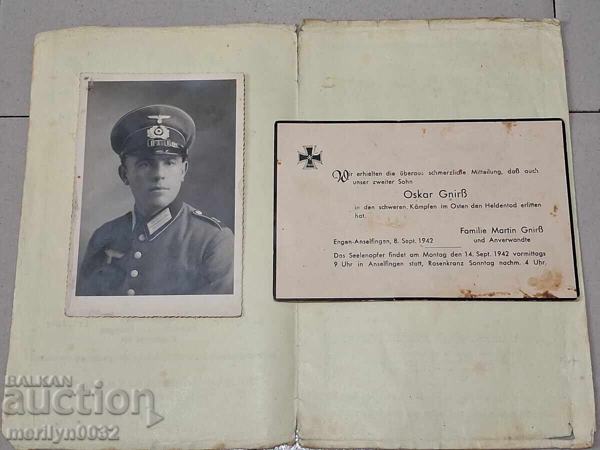 Document 3 pieces Wehrmacht photo military obituary map WW2 with price 127.00 BGN | € 64.93 Document 3 pieces Wehrmacht photo military obituary map WW2 with price 127.00 BGN | € 64.93