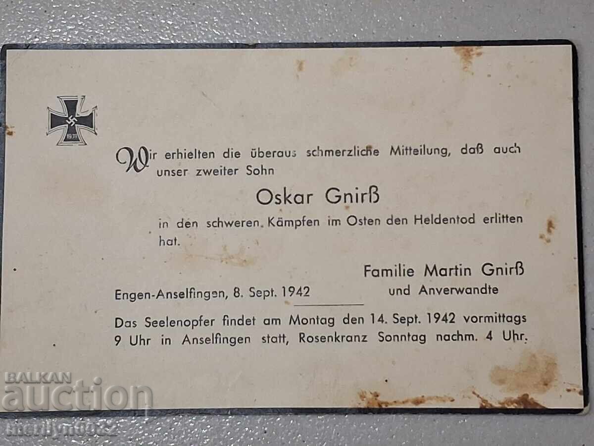 Delivery of Document 3 pieces Wehrmacht photo military obituary map WW2 Delivery of Document 3 pieces Wehrmacht photo military obituary map WW2