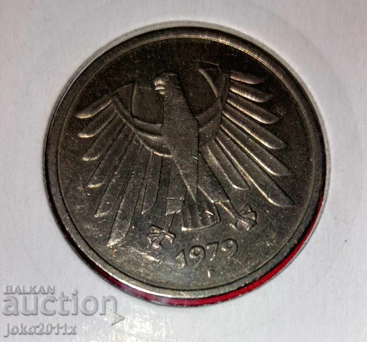 Γερμανία / Δυτική Γερμανία - 5 μάρκα του 1979 ( F ) με τιμή 0.01 BGN | € 0.01 Γερμανία / Δυτική Γερμανία - 5 μάρκα του 1979 ( F ) με τιμή 0.01 BGN | € 0.01