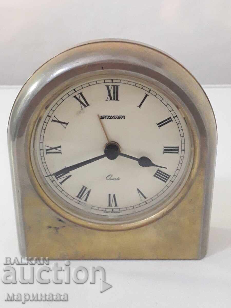 OLD CLOCK. SOLID METAL. CASE. W. GERMANY OLD CLOCK. SOLID METAL. CASE. W. GERMANY