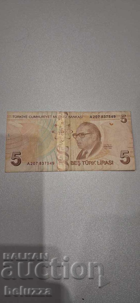 5 Lire Turcești cu preț 0.99 BGN | € 0.51