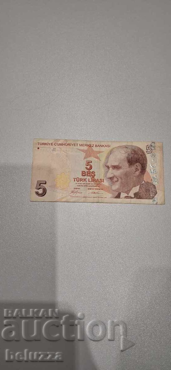 5 Turkish Lira