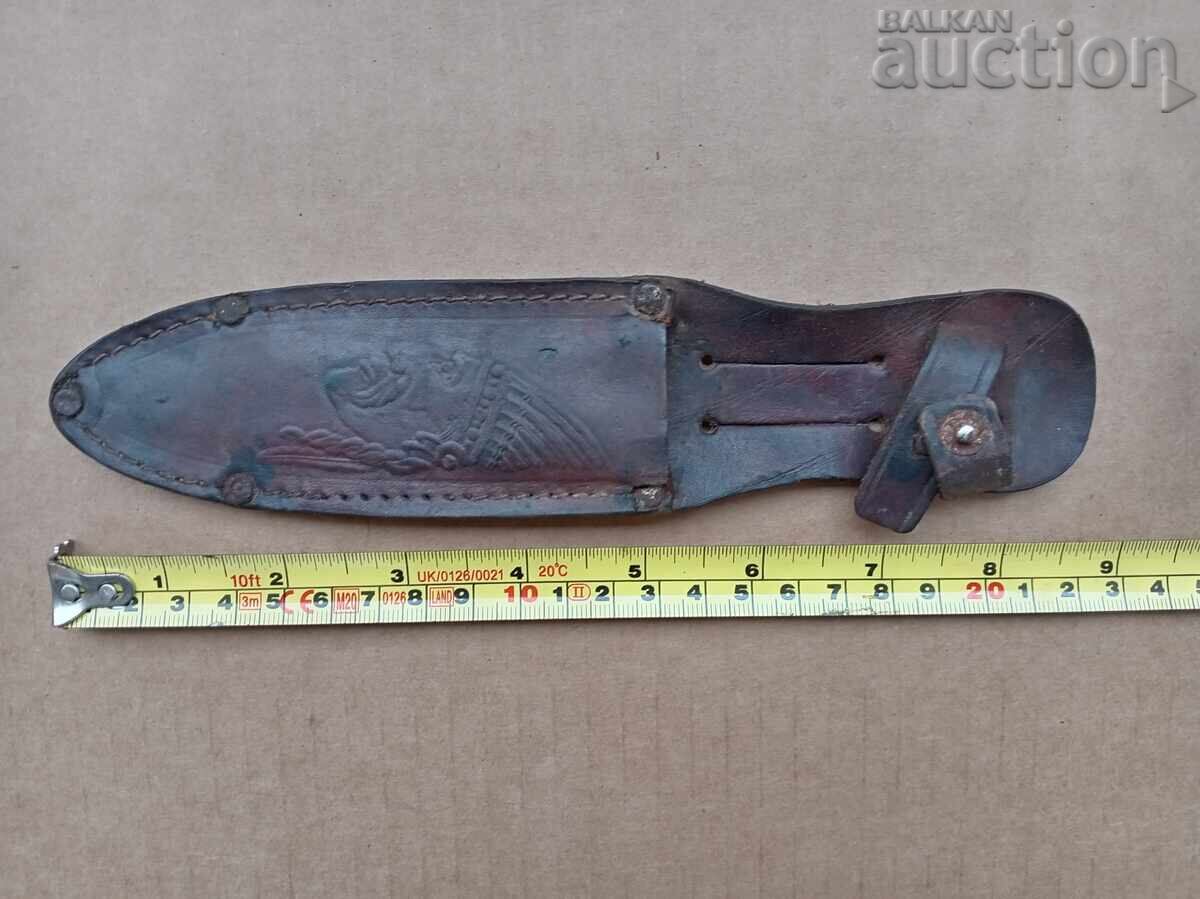 старинна кожена кания за ловен нож - 5