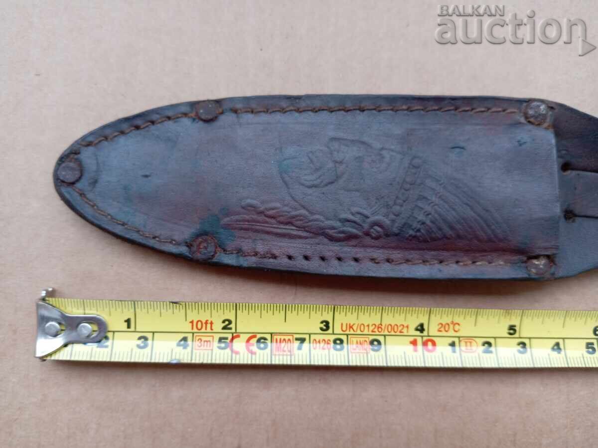 старинна кожена кания за ловен нож - 6