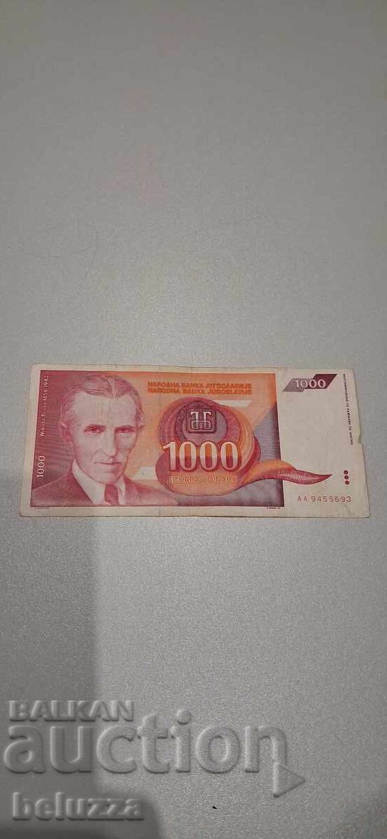 1000 de dinari Iugoslavia