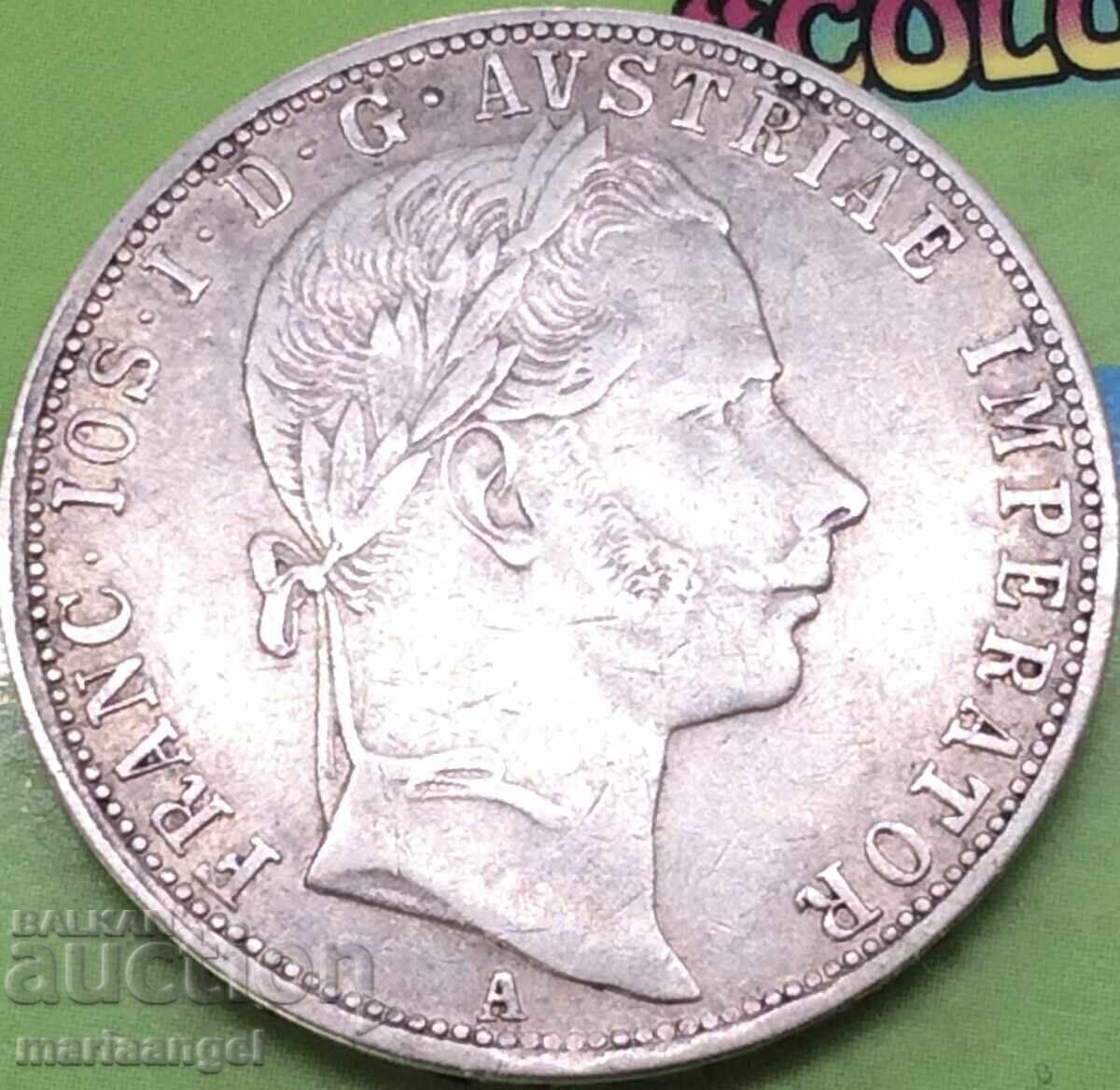 Австрия 1 флорин 1861  А - Вена Франц Йозеф сребро Патина