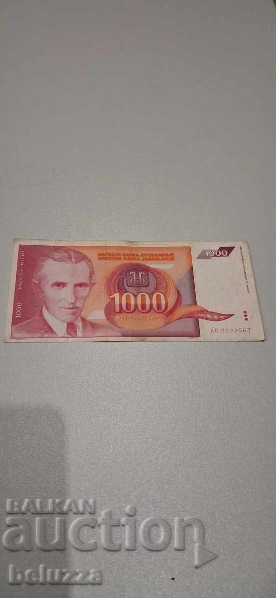 1000 dinars Yugoslavia