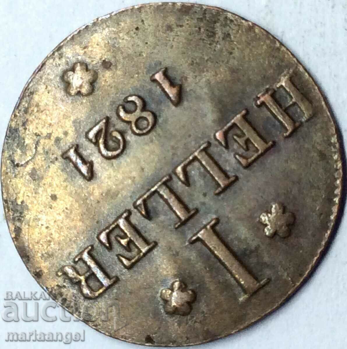 Παράδοση 1 heller 1821 Frankfurt Germany Eagle χάλκινο Παράδοση 1 heller 1821 Frankfurt Germany Eagle χάλκινο