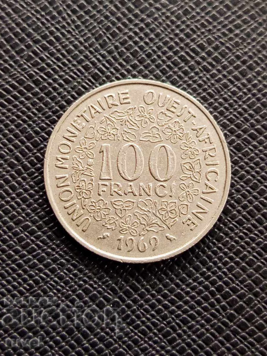 Западна Африка 100 франка 1969 г.