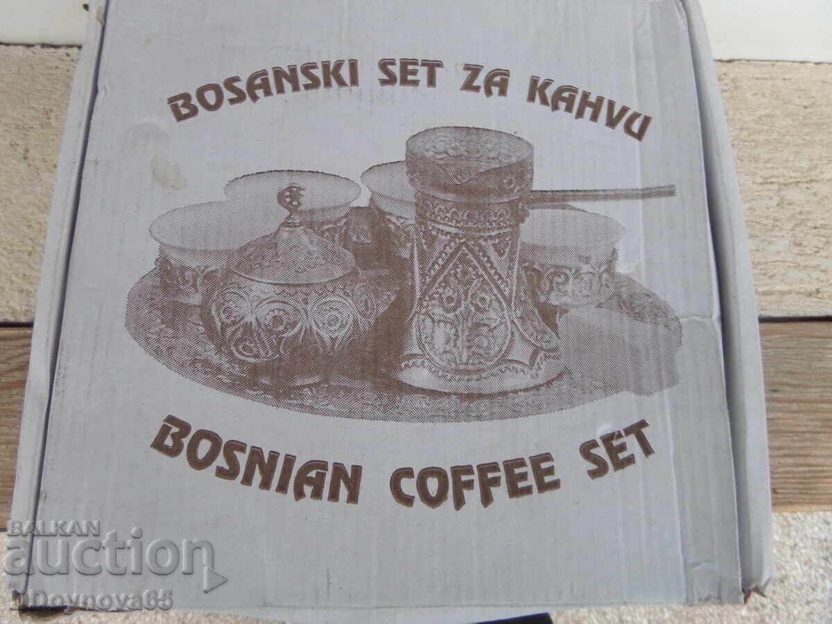 Wrought copper, five-piece set for Turkish coffee - 6 Wrought copper, five-piece set for Turkish coffee - 6