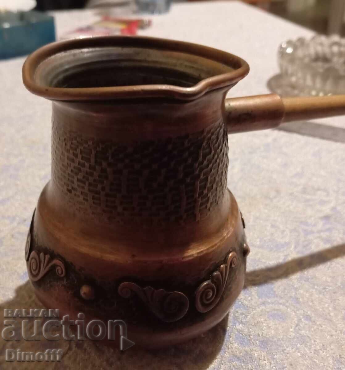 Copper cezve with a wooden handle with price 20.00 BGN | € 10.23 Copper cezve with a wooden handle with price 20.00 BGN | € 10.23