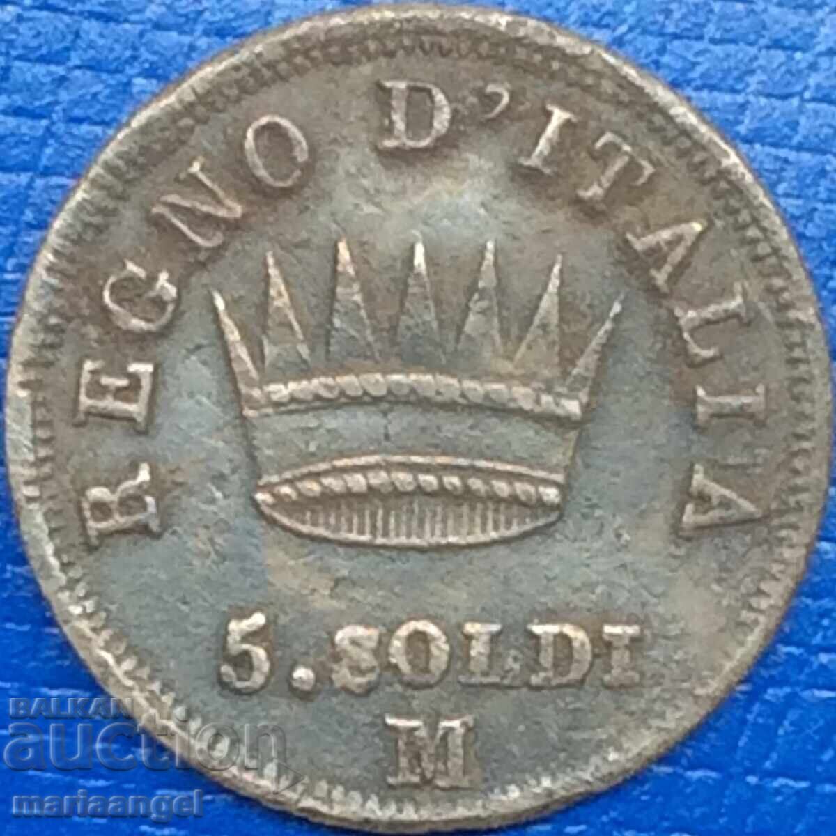 Наполеон 5 солди 1813 Италия М-Милан  сребро - 7