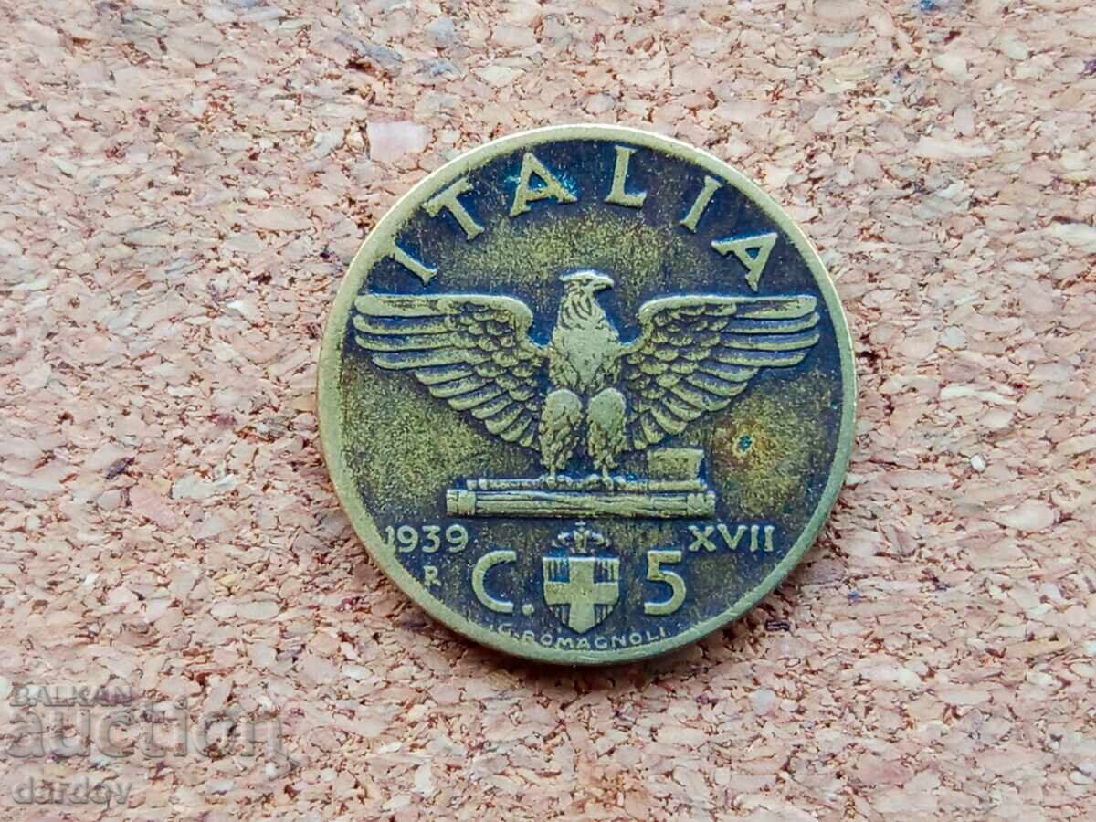 Italy 5 centesimi, 1939 Italy 5 centesimi, 1939