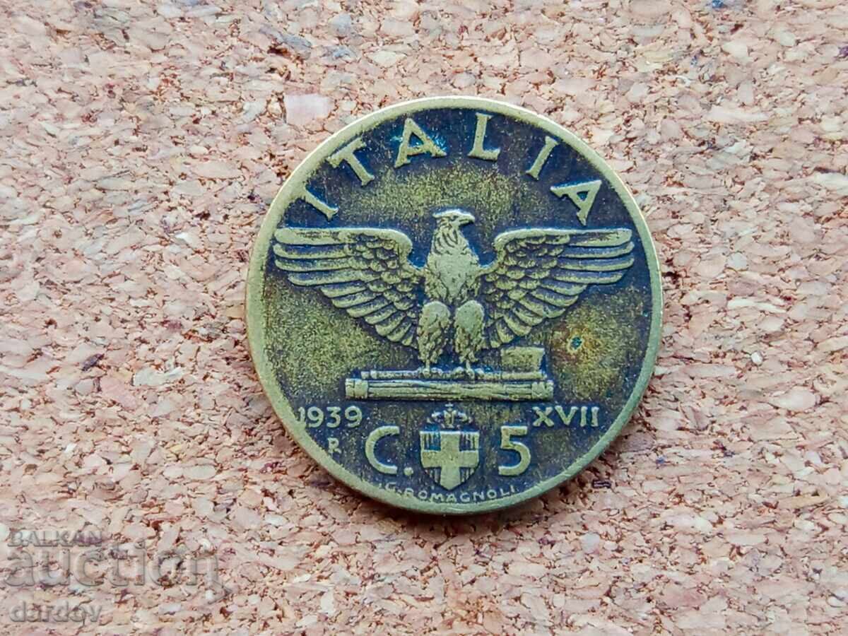 Italia 5 centesimi, 1939