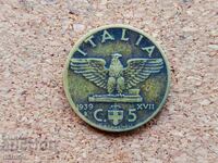 Italy 5 centesimi, 1939