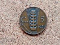 Italy 5 centesimi, 1921
