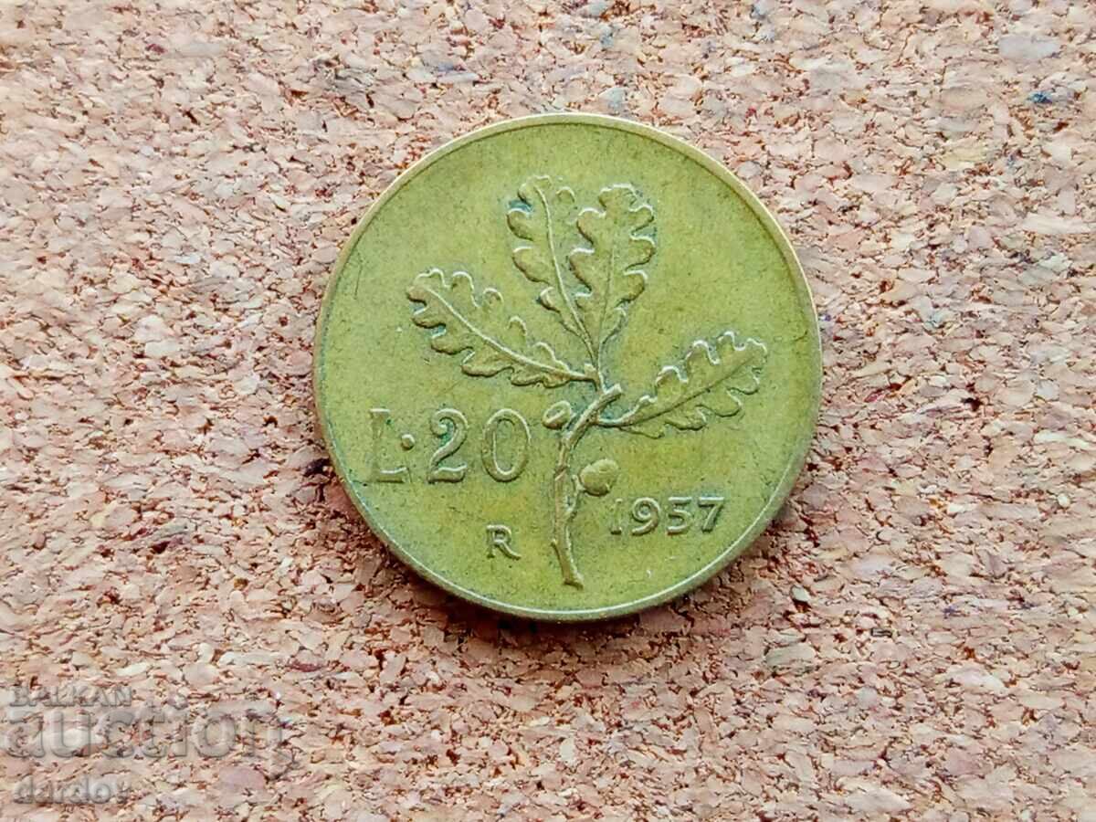 Italy 20 Lire, 1957 Italy 20 Lire, 1957