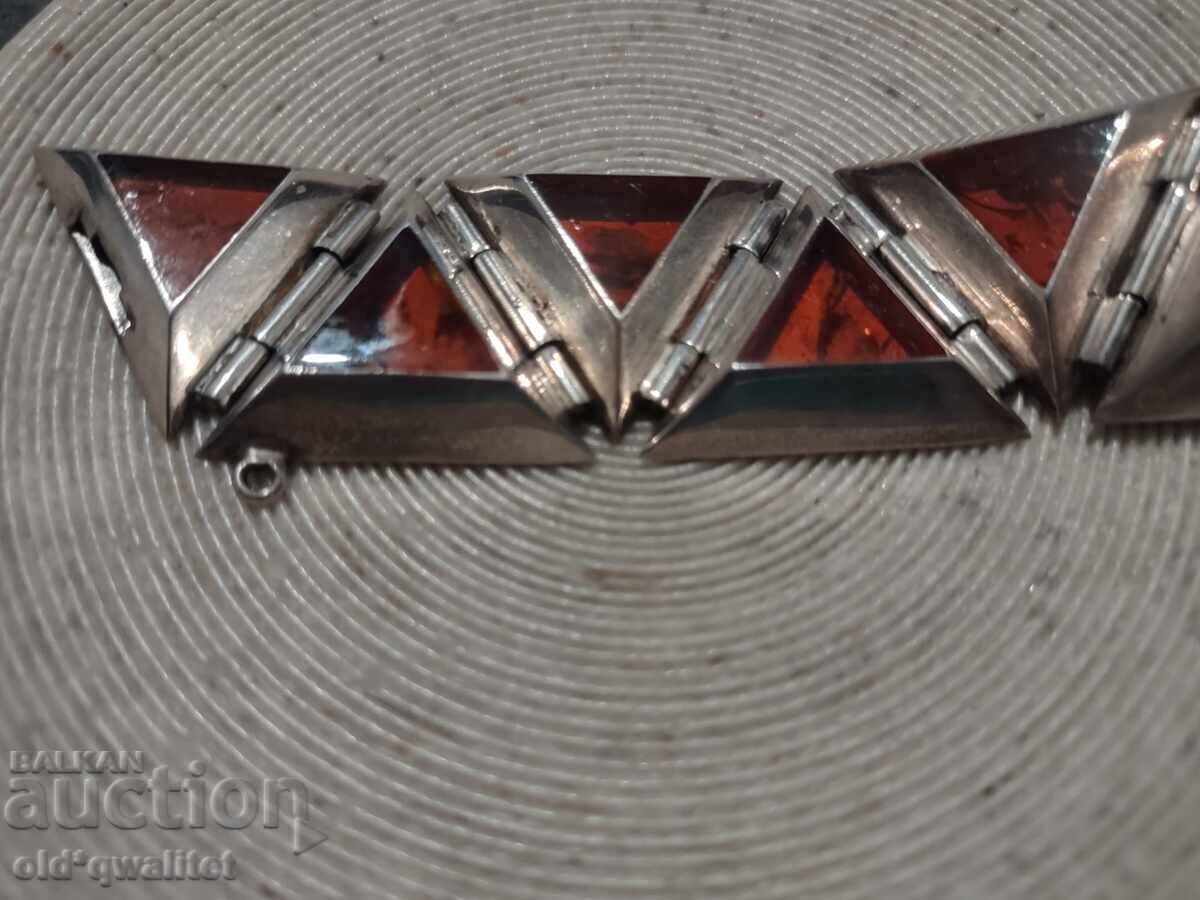 BRĂȚARĂ DIN ARGINT ORIGINALĂ cu AMBRĂ NATURALĂ, ștampile cu preț 997.00 BGN | € 509.76