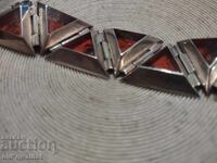 BRĂȚARĂ DIN ARGINT ORIGINALĂ cu AMBRĂ NATURALĂ, ștampile