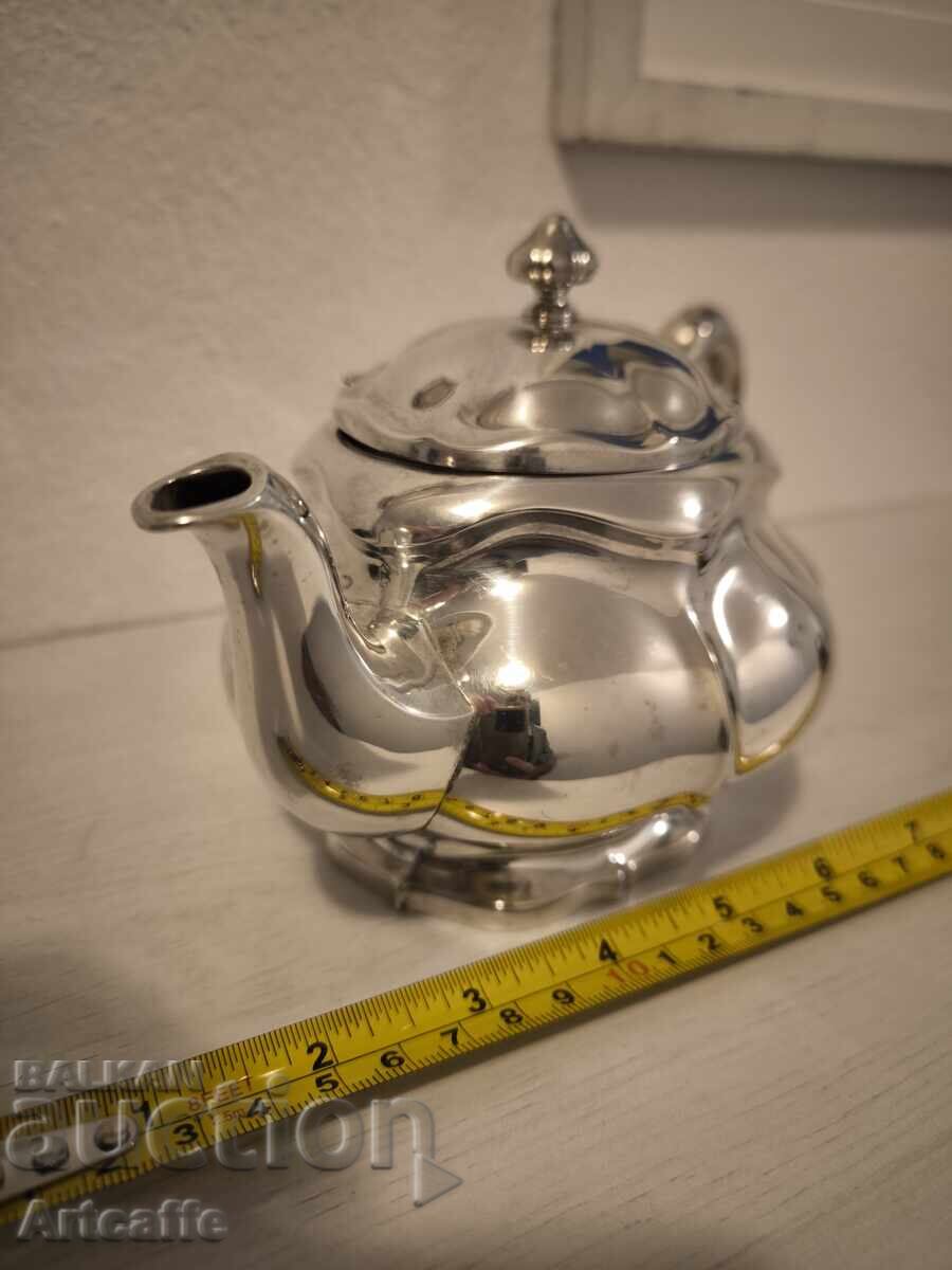 Auction Silver Teapot with Crescent and Crown Hallmark, 830 Grade Auction Silver Teapot with Crescent and Crown Hallmark, 830 Grade