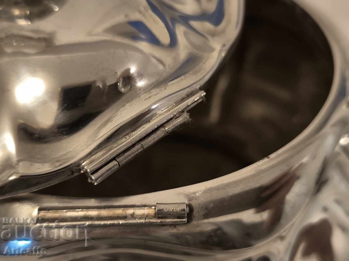 Silver Teapot with Crescent and Crown Hallmark, 830 Grade - 5 Silver Teapot with Crescent and Crown Hallmark, 830 Grade - 5