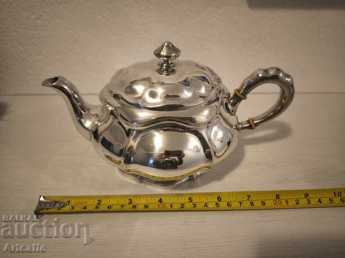 Silver Teapot with Crescent and Crown Hallmark, 830 Grade Silver Teapot with Crescent and Crown Hallmark, 830 Grade