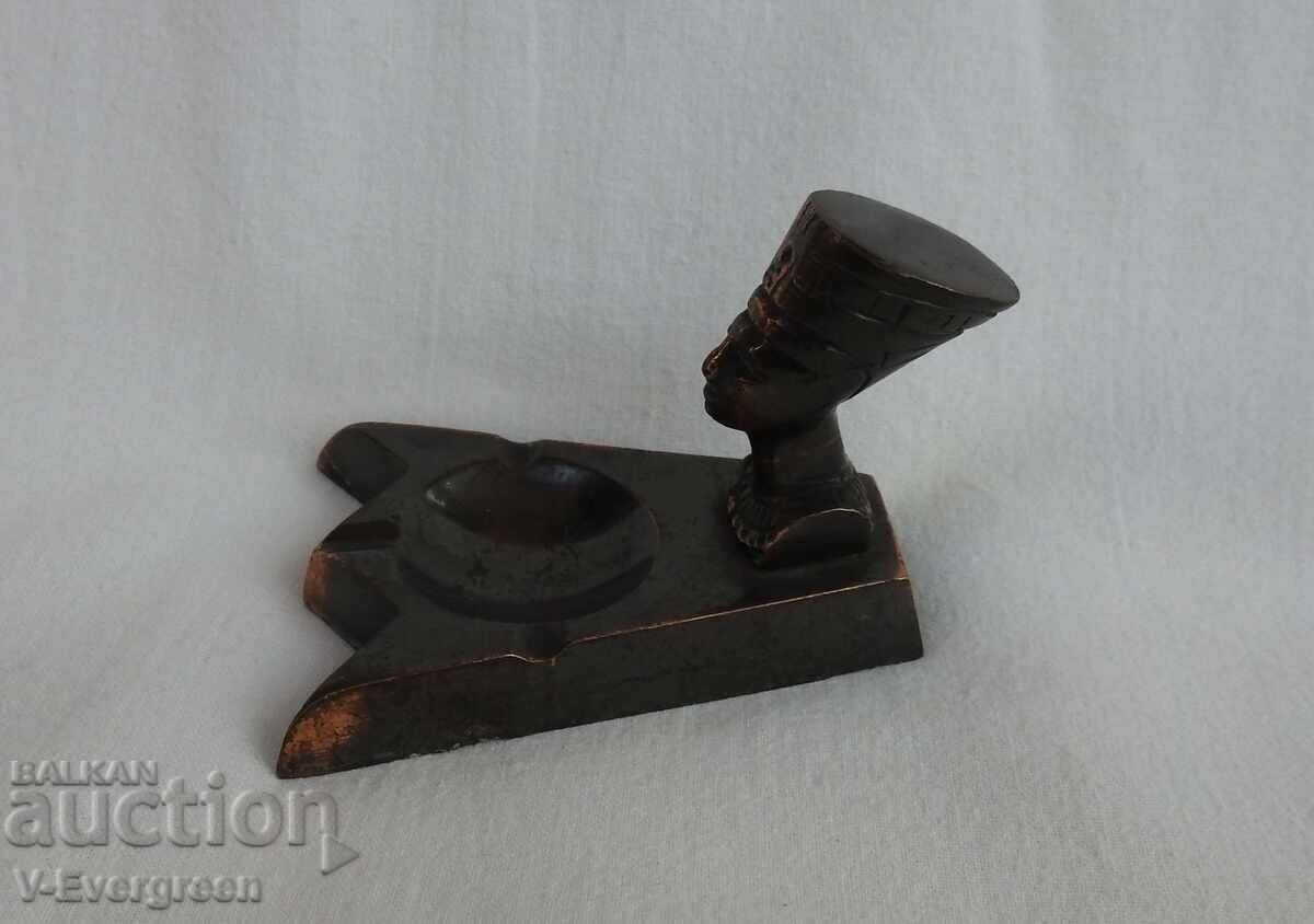 Vechi scrumieră suvenir Egipt Nefertiti cupru bronz - 5