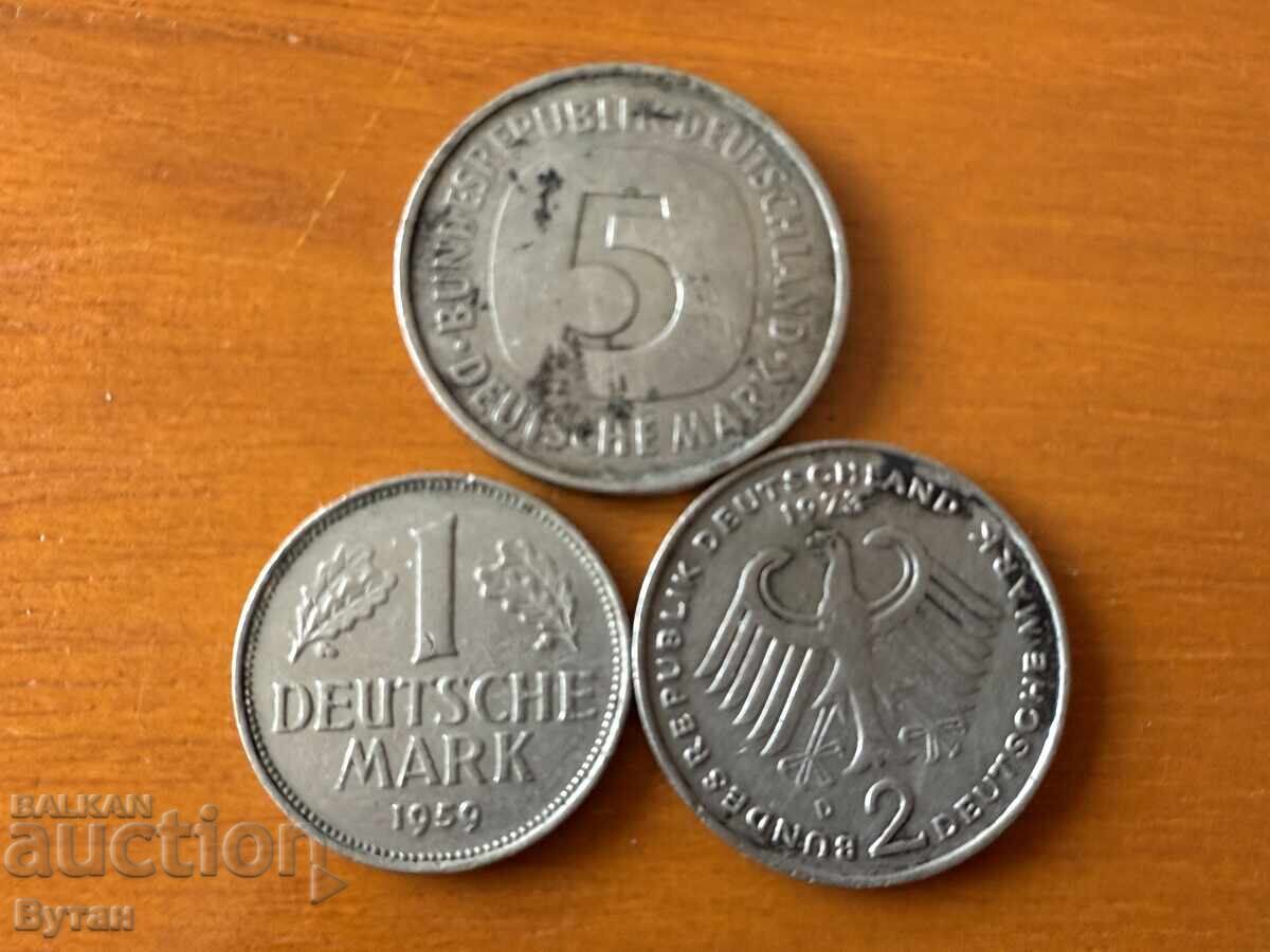ФРГ 1 марка 1959, 2 марки 1969, 5 марки 1975 ФРГ 1 марка 1959, 2 марки 1969, 5 марки 1975