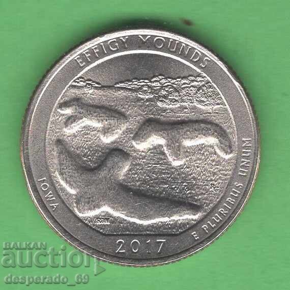 (¯`'•.¸ 25 cenți 2017 P SUA (Effigy Mounds) UNC- ¸.•'´¯) (¯`'•.¸ 25 cenți 2017 P SUA (Effigy Mounds) UNC- ¸.•'´¯)