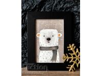 Christmas miniature white bear, pastel