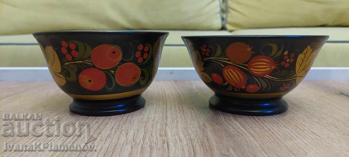 Two Khokhloma Russian cups for connoisseurs