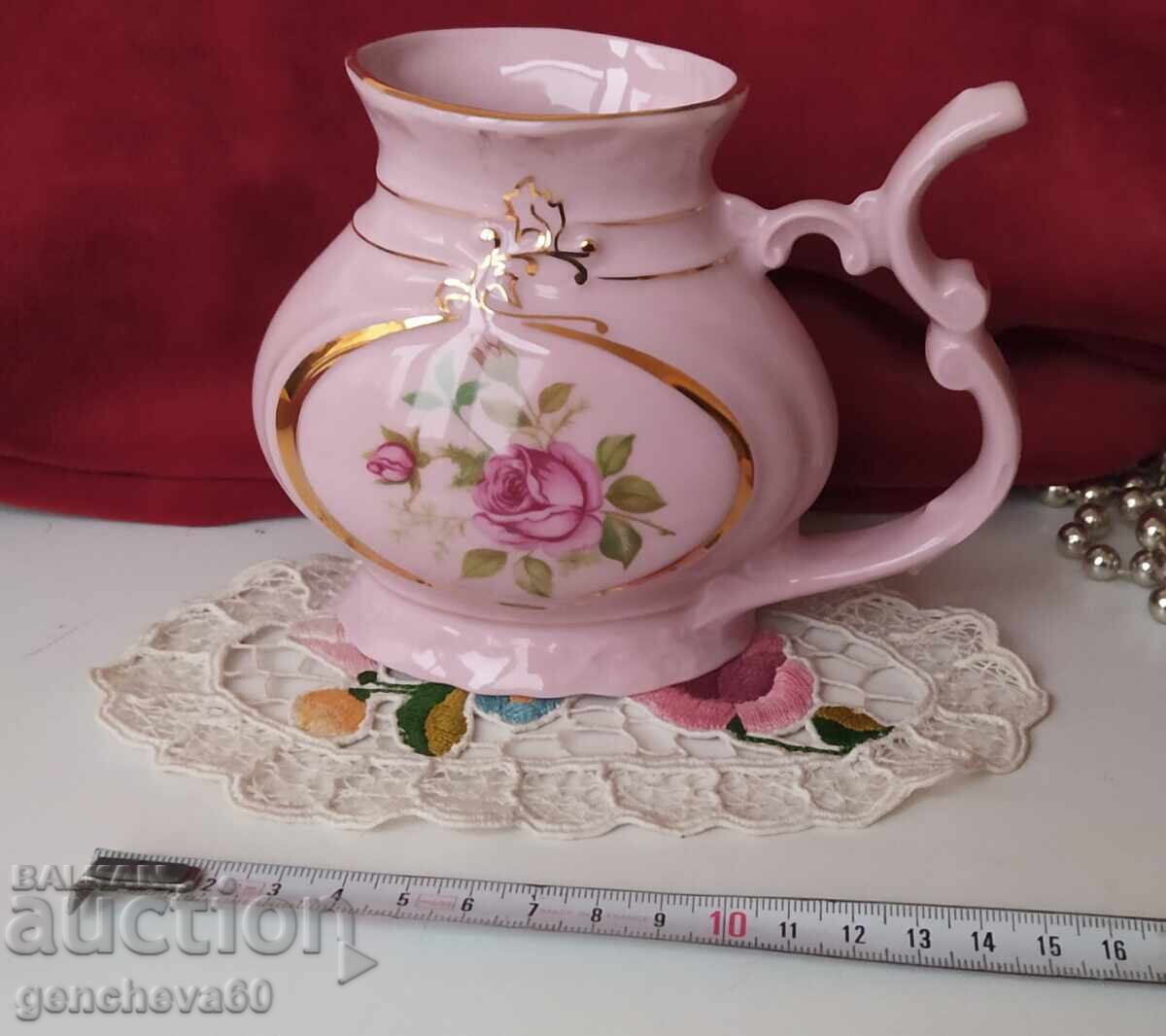 Розов порцелан каничка чайник с флорални мотиви/Чехословакия - 5 Розов порцелан каничка чайник с флорални мотиви/Чехословакия - 5