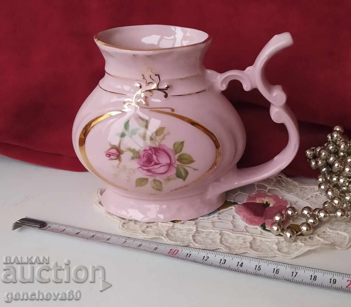 Розов порцелан каничка чайник с флорални мотиви/Чехословакия Розов порцелан каничка чайник с флорални мотиви/Чехословакия