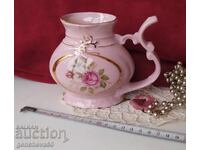 Unique! Pink, porcelain, teapot floral motifs/Czechoslovakia