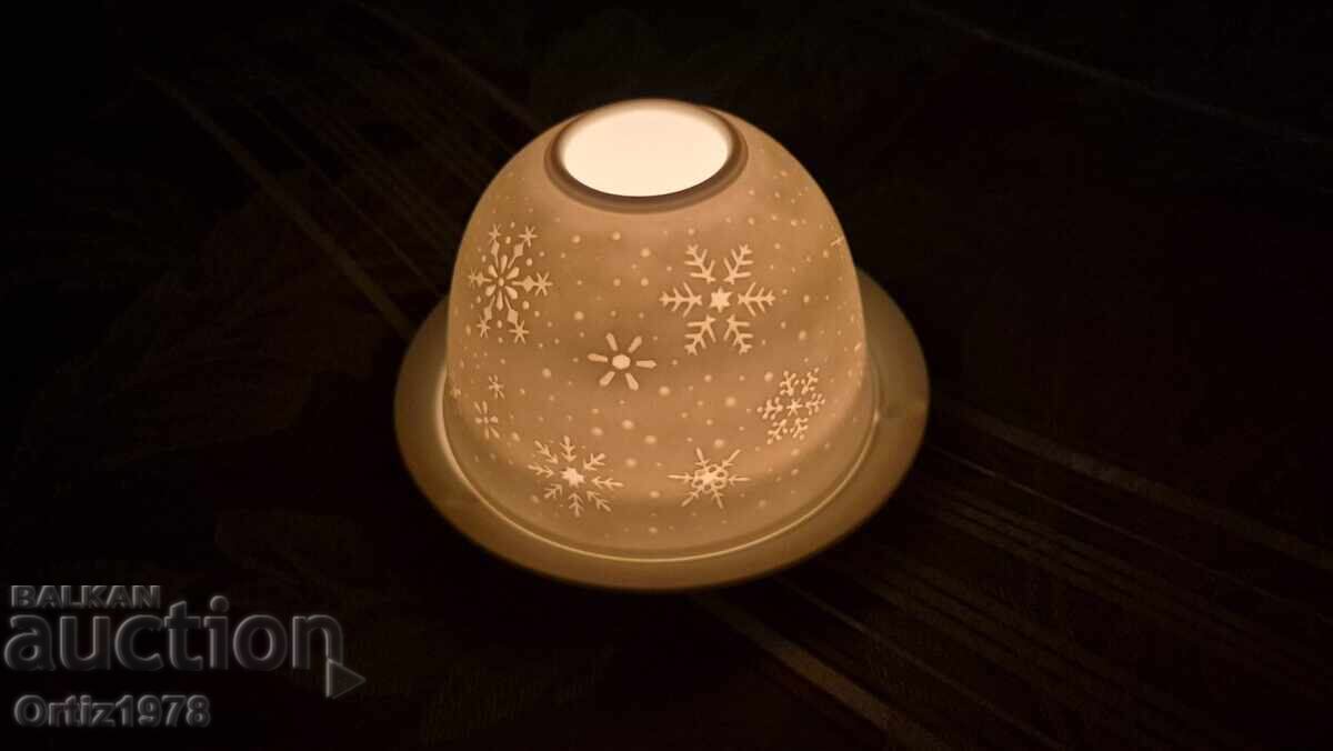 Разкошен Коледен чаен свещник–Фин порцелан! - 5