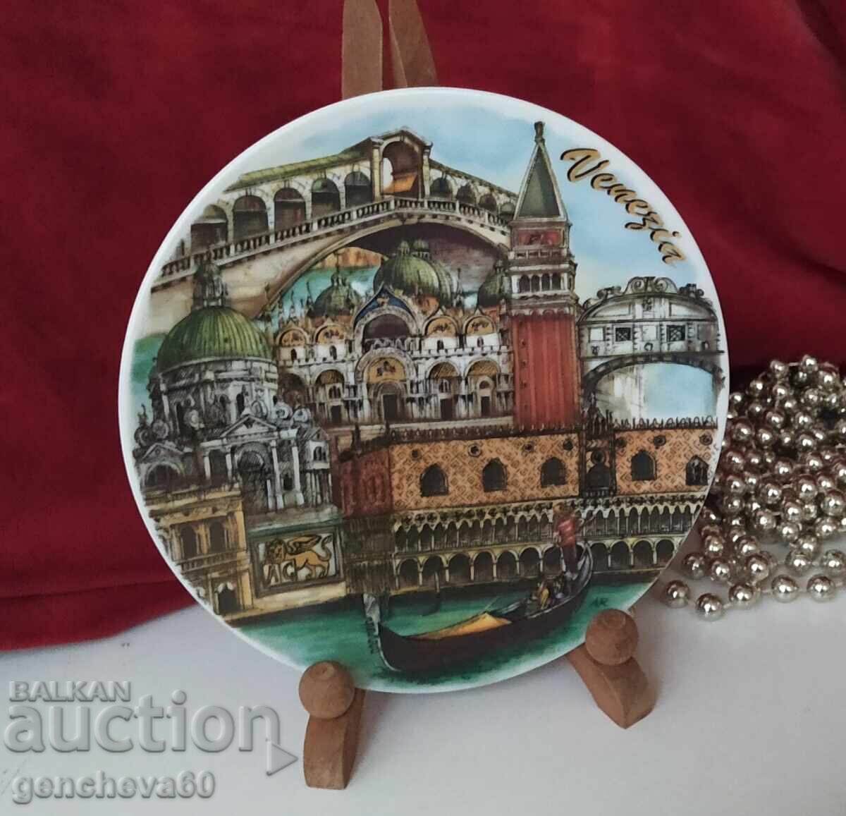 Farfurie de porțelan suvenir Veneția/pictată policrom - 6
