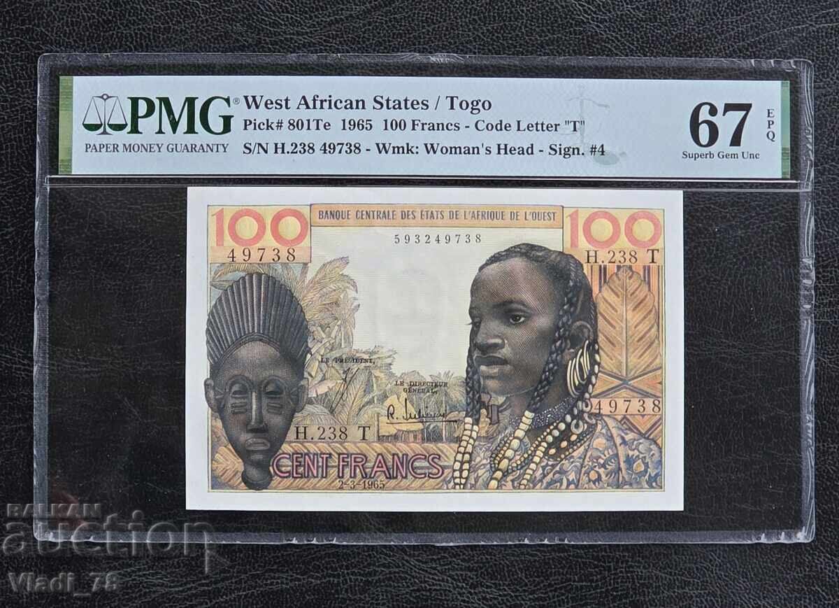 100 Franci Africa de Vest Franceză / Togo 1965 100 Franci Africa de Vest Franceză / Togo 1965