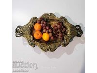 Fructieră antică din alamă franceză în stil Art Nouveau