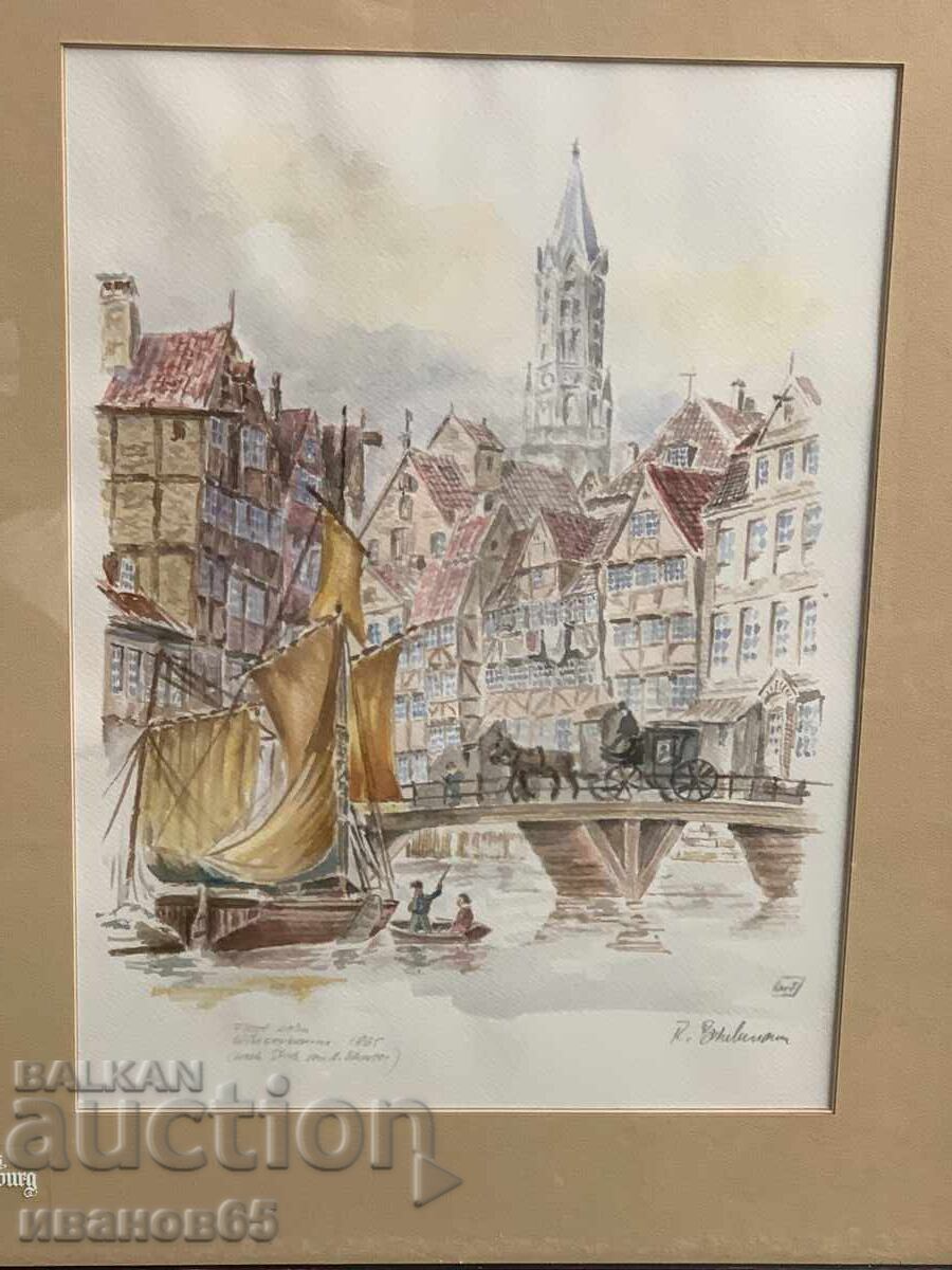Old watercolor painting from 1865 with price 250.00 BGN | € 127.82 Old watercolor painting from 1865 with price 250.00 BGN | € 127.82