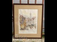 Old watercolor painting from 1865