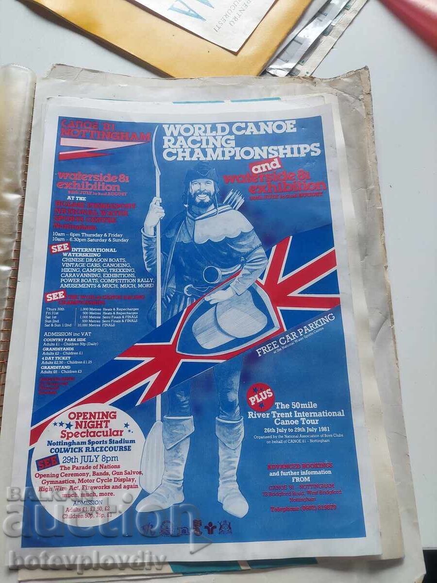 Afiș de la Campionatul Mondial de Kaiac-Canoe 1981 de la Nottingham