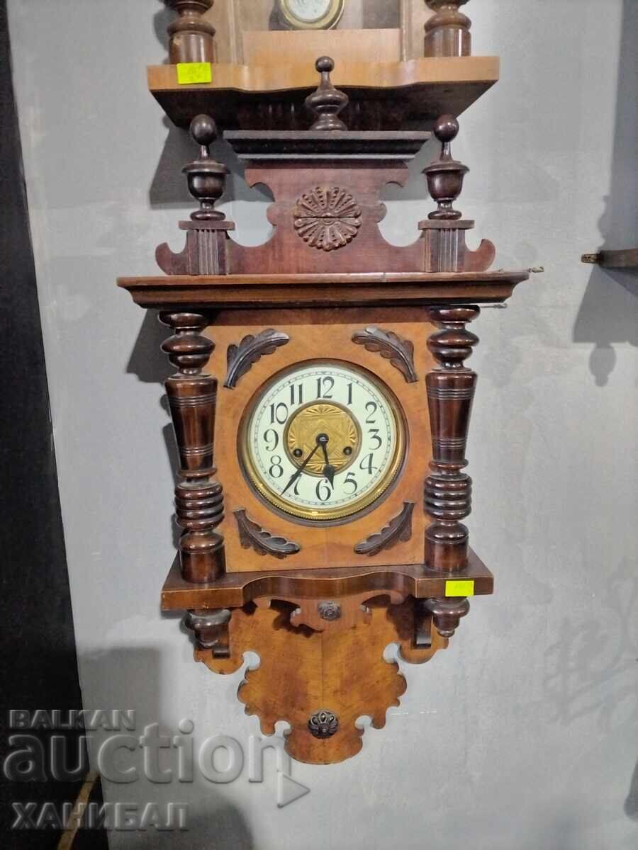 BEAUTIFUL WALL CLOCK WITH PORCELAIN DIAL, WORKING BEAUTIFUL WALL CLOCK WITH PORCELAIN DIAL, WORKING