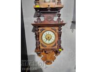 BEAUTIFUL WALL CLOCK WITH PORCELAIN DIAL, WORKING