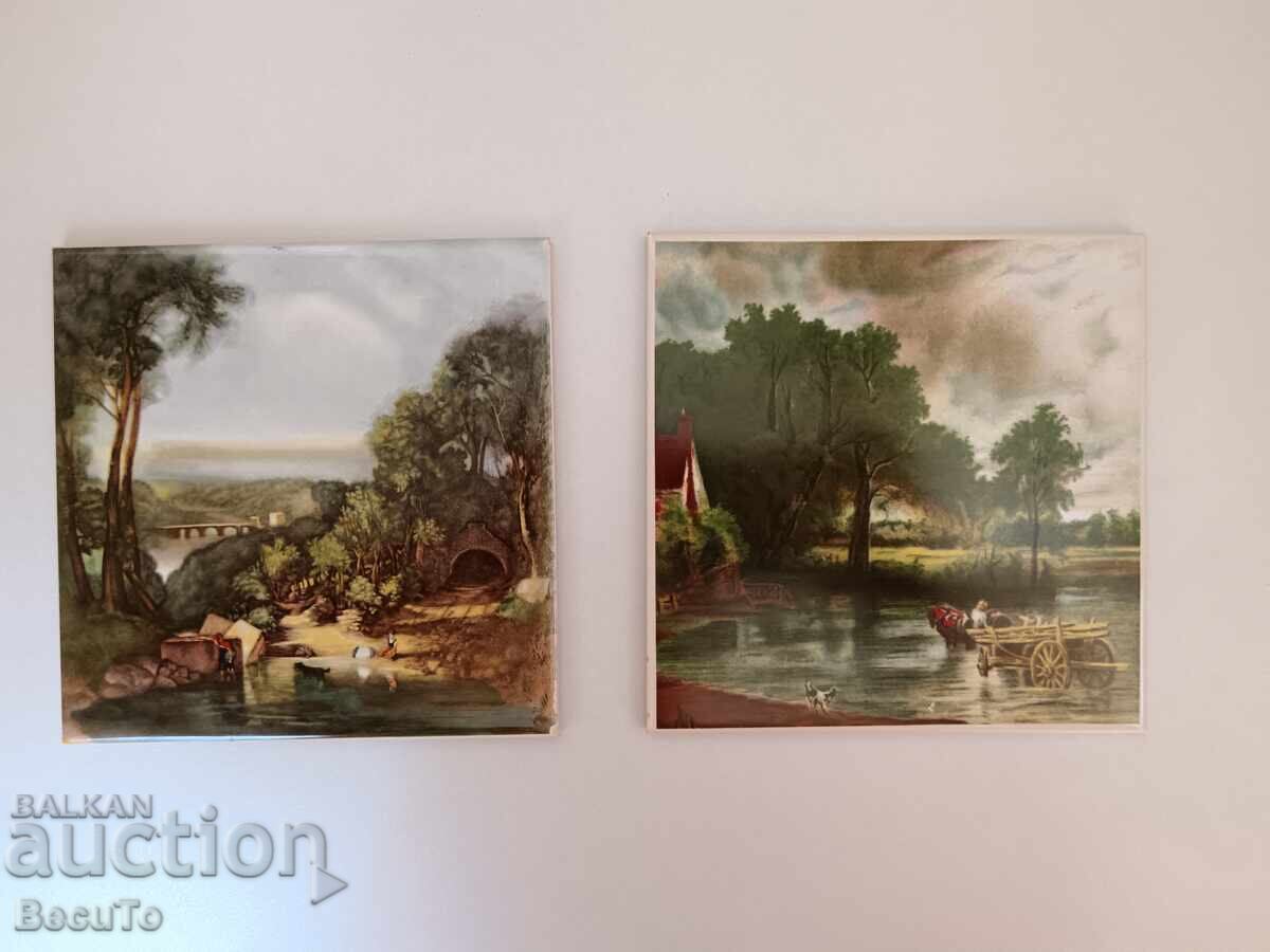 Collectible ceramic tiles with a landscape Collectible ceramic tiles with a landscape