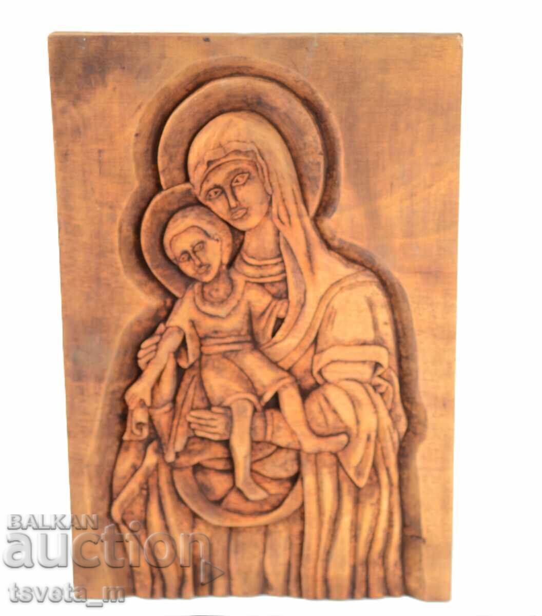Auction Icon of the HOLY MOTHER OF GOD wood carving Auction Icon of the HOLY MOTHER OF GOD wood carving