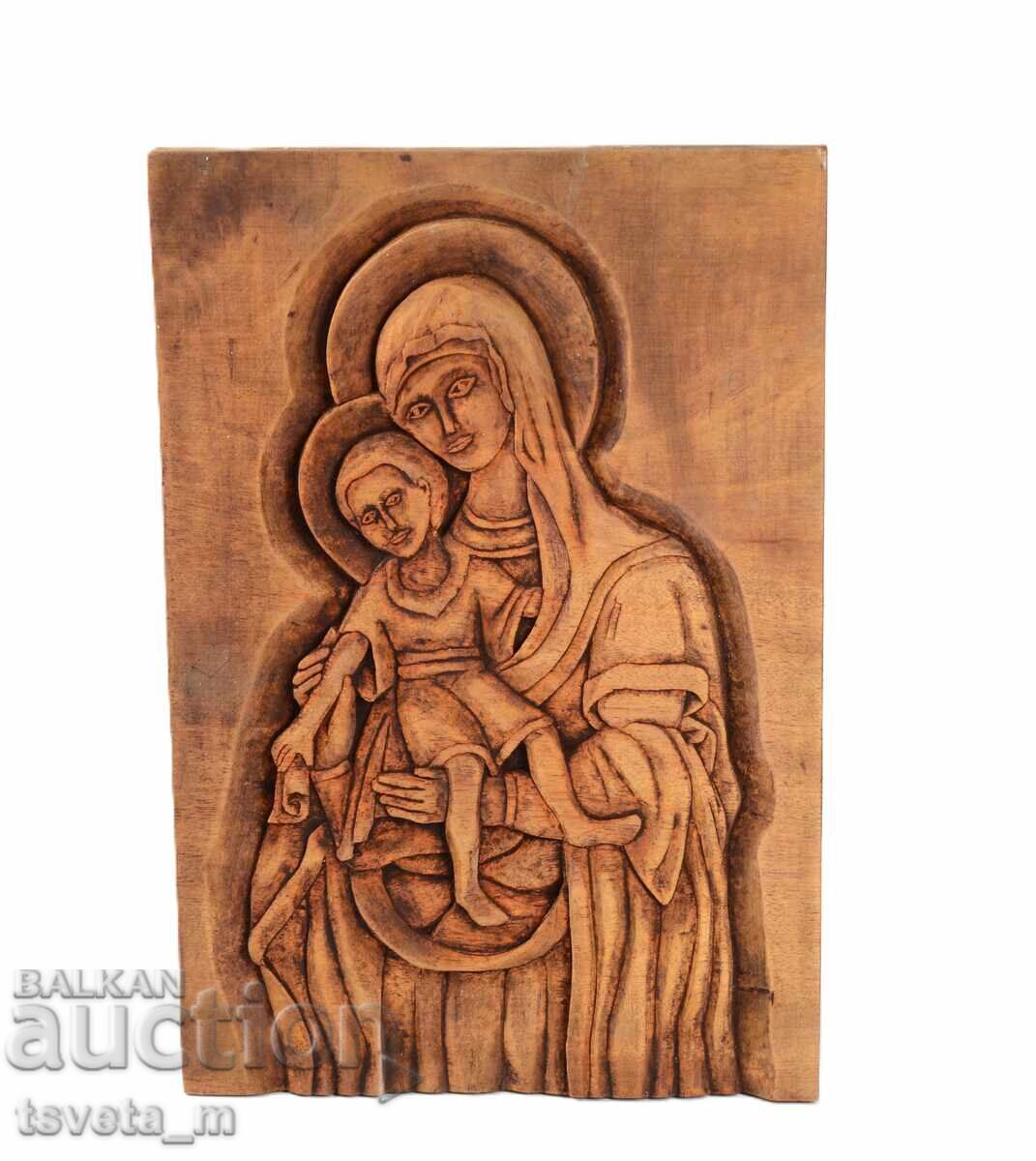 Icon of the HOLY MOTHER OF GOD wood carving Icon of the HOLY MOTHER OF GOD wood carving