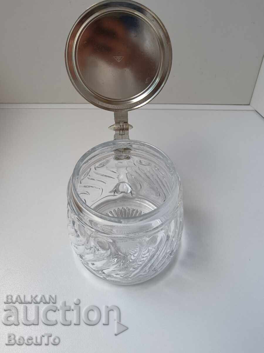 Auction BMF Mug, marking, brass lid, hunting motifs Auction BMF Mug, marking, brass lid, hunting motifs